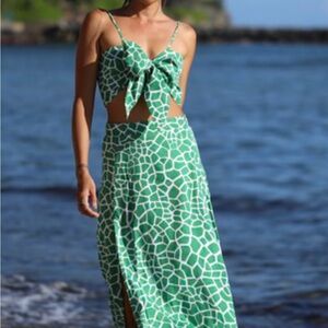 Collection XIIX Green and White Maxi Skirt